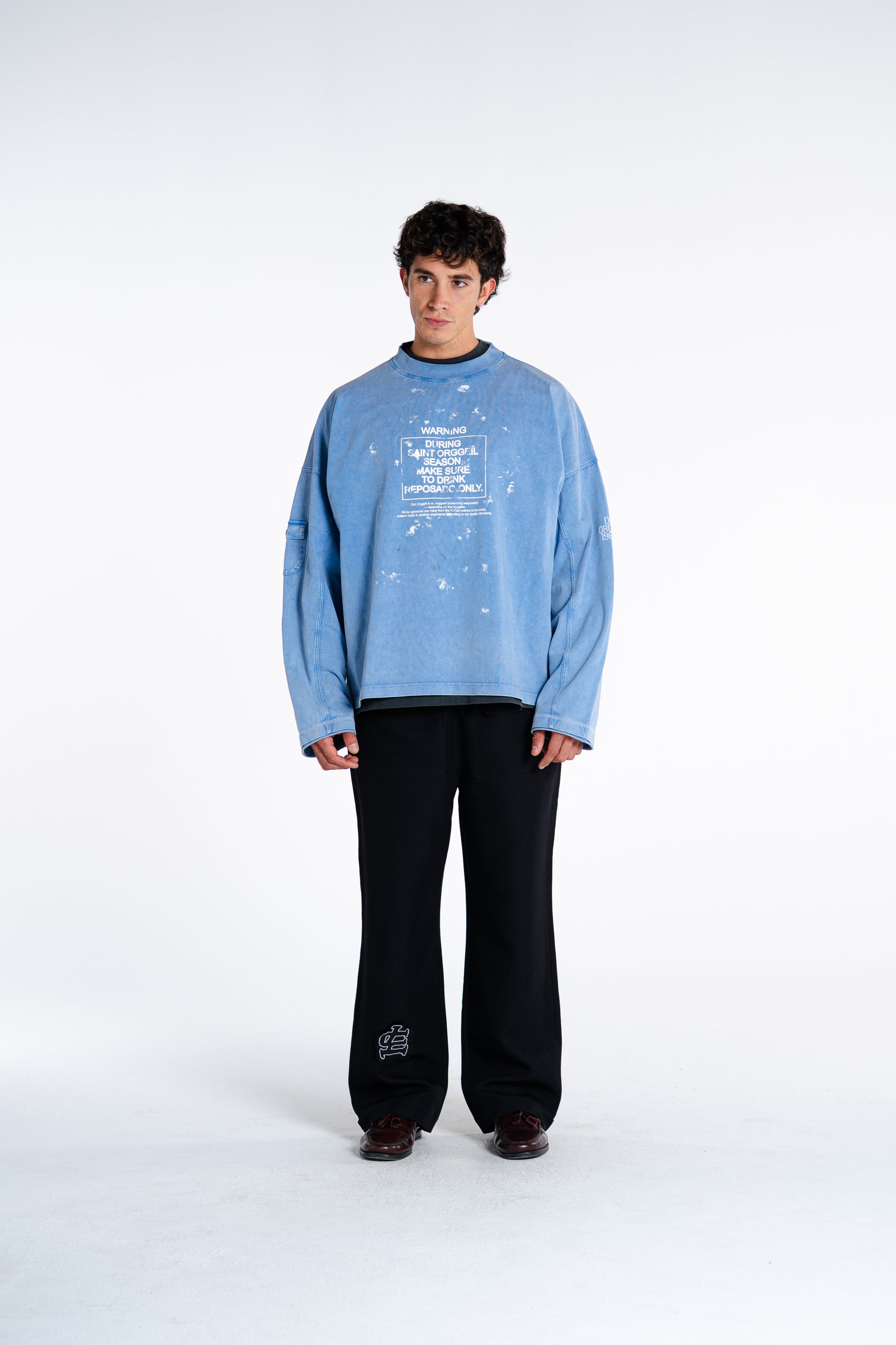 新品　完売　ACCESS PEACE×OVER(ALL) ゲームシャツ　XL 青 PER FAVORE HEAVY BOXY LONGSLEEVE | ORGGEÏL